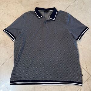 Ted Baker Navy and White Patterned Polo Shirt